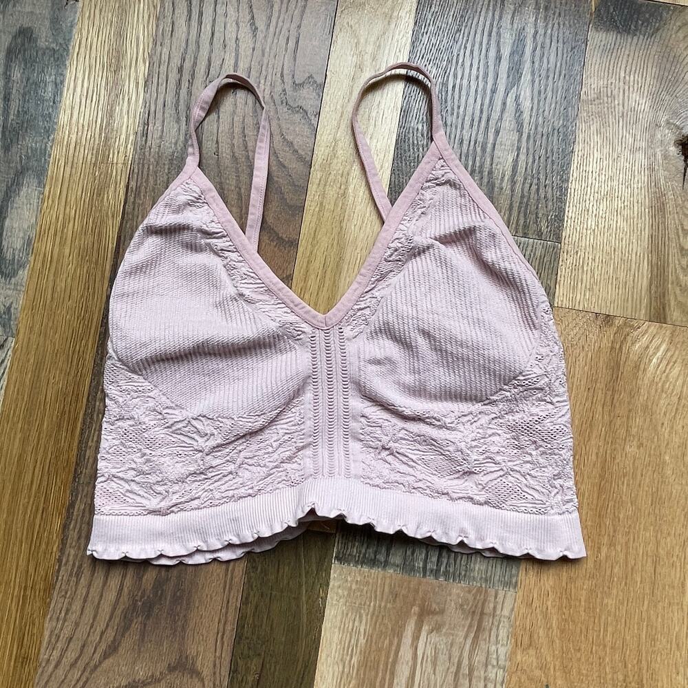 Intimately Free People XXL Pink Lace Longline Bralette Wireless Bra